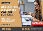 Quick Sale! SHELL CRICOS, Extended Registration, Pristine Compliance – Accounting and Business College AKG20098
 - Quick Sale! SHELL CRICOS, Extended Registration, Pristine Compliance – Accounting and Business College AKG20098
